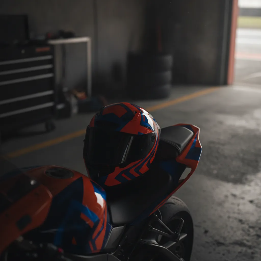 An empty chair inside the Red Bull KTM pit box, representing the vacant seat following a rider's departure announcement.