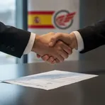 A symbolic handshake over a signed contract, representing a new rider agreement in MotoGP.