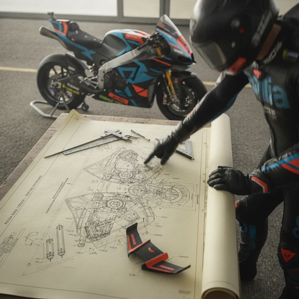 A helmet rests on a stationary Aprilia race bike, symbolising a rider's future move and the anticipation for a new season.
