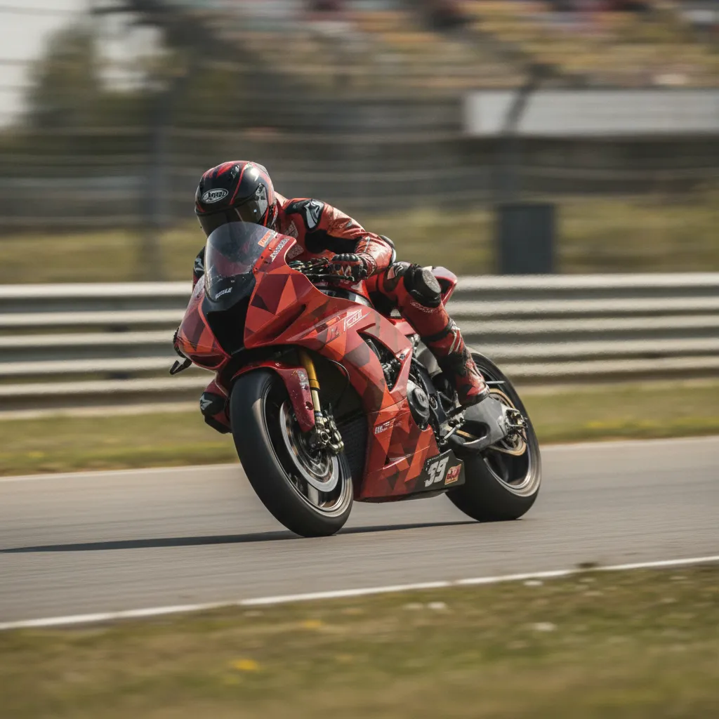 Francesco Bagnaia leans his red racing motorcycle through a corner with exceptional smoothness and control.